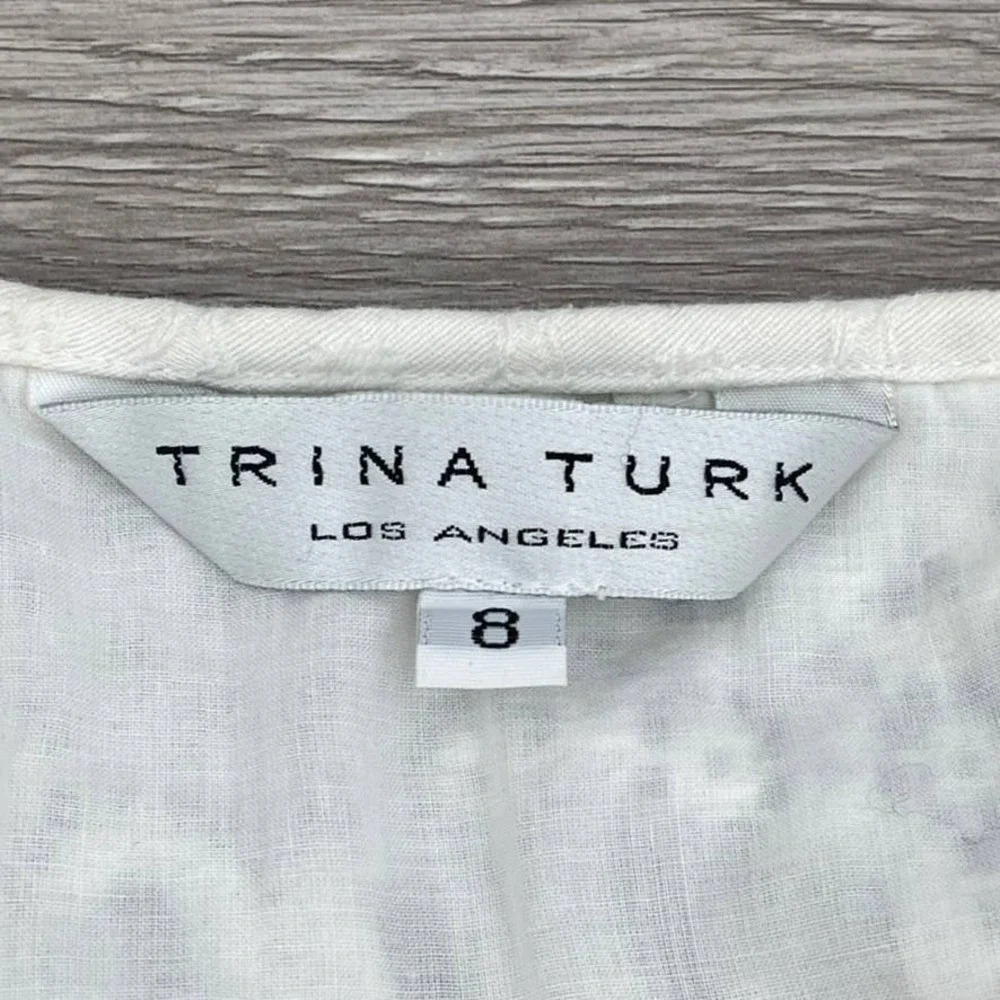 TRINA TURK Off White Cotton Eyelet Crochet Sheath Dress - Size 8 - Picture 2 of 14